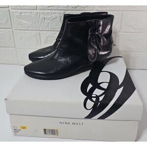 NINE WEST Women's Black Leather Upper Ankle boots NWCLEEO Size 5.5 Please Read